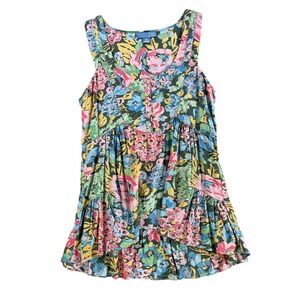 Lil Anthropologie Colorful Floral Tiered Ruffle Tunic Top Sleeveless Boho Size 4